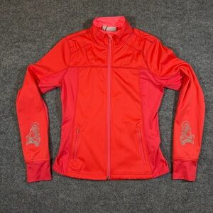 Athleta Womens Headwings Reflective Running Jacket Small Pink‎ Full Zip